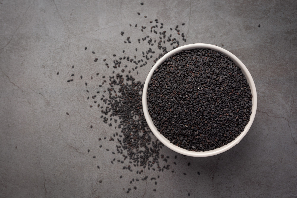 black sesame on dark background